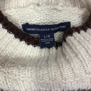 American Eagle Sweater Cream Wool Blend Fair‎ Isle Scandi Nordic Cabincore Large thumbnail 5