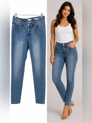 Vintage America Blues Rhinestone Embellished Skinny Jeans Women’s Size 8 Medium thumbnail 2
