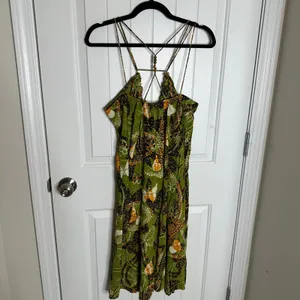 Anthropologie Kenzie Parrott green butterfly nature midi dress small vacation‎ thumbnail 11