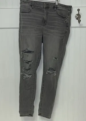 American Eagle hi-rise Jegging Grey distressed jeans. thumbnail 1