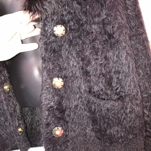 Black Rivet Black‎ Fuzzy Jacket Faux Fur Collar Cozy Winter Layer Small thumbnail 3