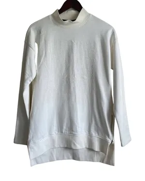 Noisy May Cream Textured Mock Neck Sweatshirt‎ XS Side Zip Minimalist Scandi Top thumbnail 1