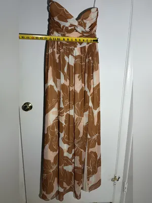Katie May Adele Strapless Floral Maxi Dress in Brown and Blush Gown thumbnail 6