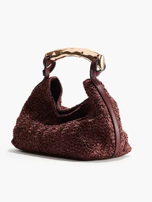 H&M NWT gold top handle Woven bag thumbnail 4