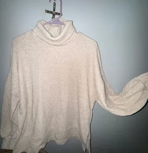 Sucre Collective Oatmeal Oversized Waffle Knit Cowl Neck Sweater thumbnail 1