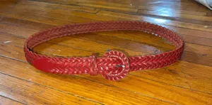 Capezio Vintage Braided Red Genuine Leather Waist Belt - Sz S-M thumbnail 1
