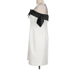 Alex Marie Cleo Dress Womens 10 White Black Bow Sheath Mini Bridal Wedding party thumbnail 5