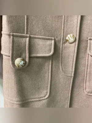 Magaschoni Trench Coat. Wool blend. Button Close. Lined. Herringbone. thumbnail 7
