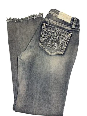 Grace In LA Easy Fit Embellished Bootcut Jeans Rhinestones Thunderbird Sz 30 thumbnail 4