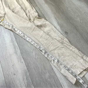 Abercrombie & Fitch Pants linen tailored straight leg womens Beige size 8 short thumbnail 3