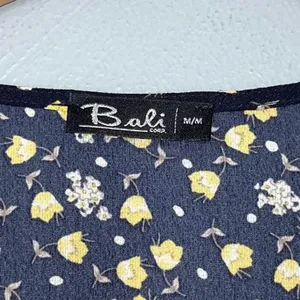 Bali Peasant Top Size M Navy Yellow Ditzy Floral Flowy Romantic Boho Prairie thumbnail 6