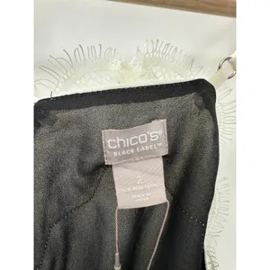 Chicos Black Label Lace Trim V-Neck‎ Tank Top Ecru Black Large 2 570239298 thumbnail 6