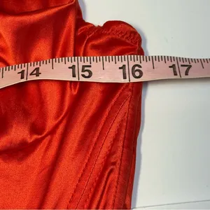 Urban Outfitters Red Satin Corset Bustier Crop Top Zip Back M thumbnail 6