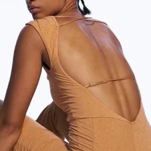 FREE PEOPLE FP Movement Pirouette Flare Jumpsuit in Orange‎ Size Small thumbnail 3