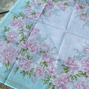 Lancel Paris Feminine Floral Cotton Scarf Pocket Square Handkerchief New thumbnail 6