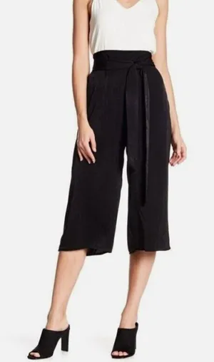 West Kei Women's Size Small Cropped Wide Leg Tie Waist Pants Black‎ High-Rise thumbnail 1