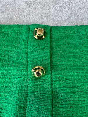 Zara Emerald Green High-Waist Mini Skirt with Gold Buttons thumbnail 4