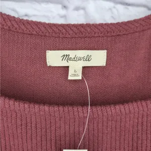 NWT Madewell Ribbed Bodycon Mini Dress Large Burgundy Square Neck Long Sleeve thumbnail 3
