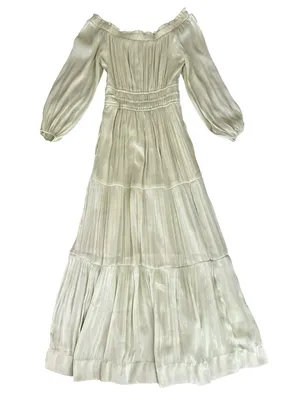 Anthropologie Somerset Women’s Off-Shoulder Shimmer Green Maxi Dress Size XXS thumbnail 14