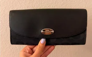 Black Coach Wallet with Silver Emblem thumbnail 1