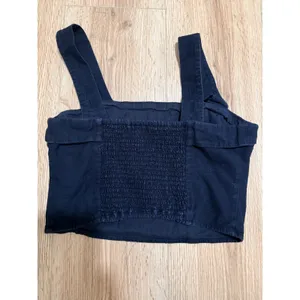 Abercrombie & Fitch Navy‎ Black Crop Top Adjustable Straps Small Linen Blend thumbnail 2