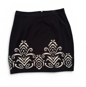 miami Black Mini Skirt with Cream Embroidered Border thumbnail 1