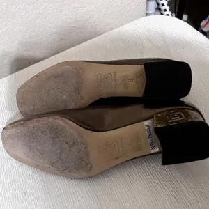 Joel Parker Italy Bronze Metallic Leather Block Heel Pumps Greek Key Detail sz 5 thumbnail 9