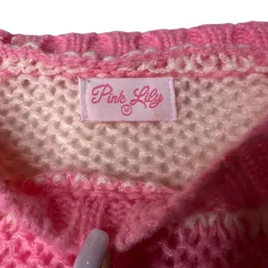 Pink Lily Pink Peach Striped Oversized Sweater Medium Balloon Sleeve Preppy thumbnail 8