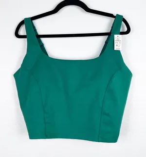 Aerie‎ OFFLINE The Hugger Green Cropped Athletic Tank Top Built-In Bra XXL NWT thumbnail 1
