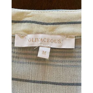 Olivaceous Shirt Women Medium Blue White Striped Tie Front Button Down Preppy thumbnail 7
