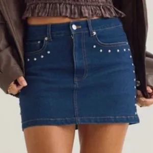 Altar’d State Studded Denim Mini Skirt Dark Wash NWOT Size Small thumbnail 1
