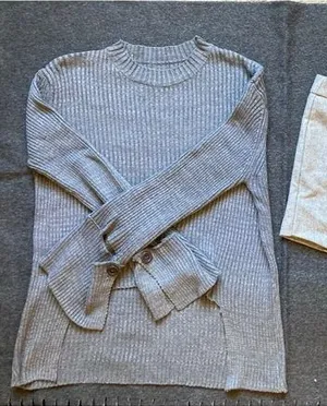 Trendy Gray 2-Piece Knit Set - Oversized Sweater‎ & Mini shorts - XS thumbnail 1