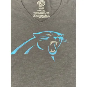 47 Brand Womens Black Carolina Panthers V Neck Cotton Tee Shirt Size M thumbnail 2