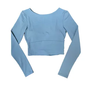 Halara Teal XS Long Sleeve Backless Athletic Crop Top thumbnail 1