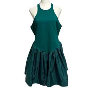 Maeve Size XL Halter Fit & Flare Mini Dress Green Holiday Taffeta Anthropologie thumbnail 3