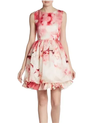 Alice + Olivia Catherine Pink Floral Party Dress In Cherry Blossom Mist Size 2 thumbnail 3