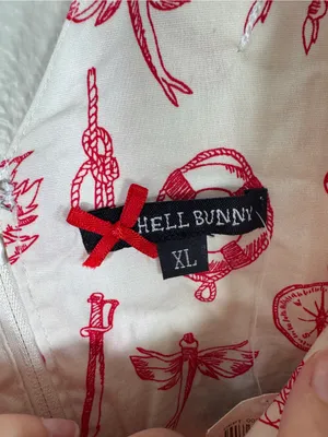 Hell Bunny Red White Nautical Print Fit & Flare Dress Womens XL Rockabilly NWT thumbnail 8