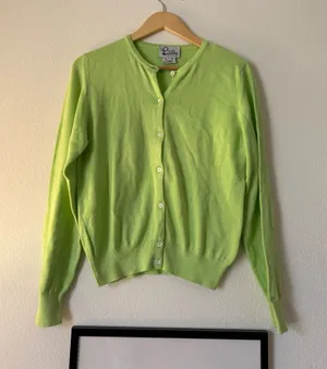 Vintage Lilly Pulitzer Bright Lime Green Button-Front Cardigan thumbnail 1