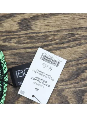 NWT Cotton On Womens String Triangle Bikini Top Intense Lime / Black Crinkle XS thumbnail 7
