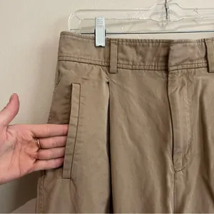 Everlane Draper Pleated Pant Khaki Ash Brown High Rise Wide Leg Size 8S thumbnail 3
