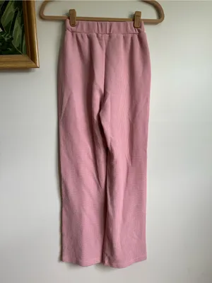 Comfrt Waffle Knit Wide Leg Lounge Pant Pink Womens XXS thumbnail 5