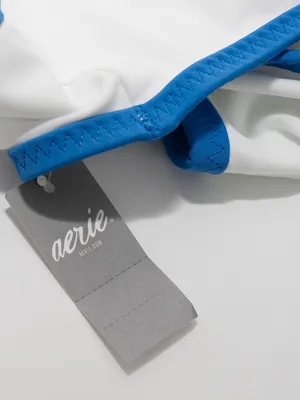 Aerie - White Contrast Trim Triangle Bikini Swim Top thumbnail 4