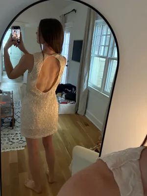For Love & Lemons cream organza open back mini dress thumbnail 2