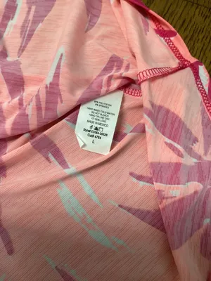 Sew in Love Tropical print faux wrap dress Coral and Pink size Large thumbnail 5