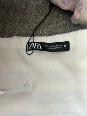 Zara Pink Lavender Tweed Strapless Crop Top - Built in Bra | Size Medium thumbnail 4