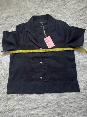 Quince 100% European Linen Black Women’s Short-Sleeve Button-Down Shirt Size XS thumbnail 7