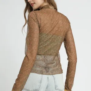 Umgee Nylon Lace Mesh Long‎ Sleeve Top thumbnail 3