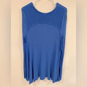 Free People We The Free Bright Blue Scoopneck Thermal Tunic Size Medium EUC thumbnail 2
