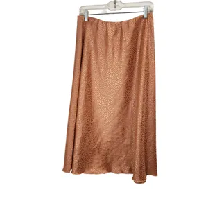 Nicole Miller Orange Animal Print Elastic Waist Satin A-Line Midi Skirt Size XL thumbnail 2