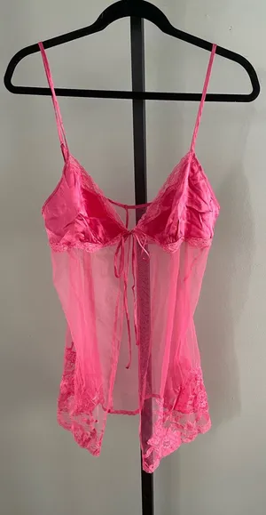 Victoria's Secret Vintage Hot Pink Silk Teddy Size Large thumbnail 1